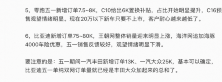 车企五一战报出炉:比亚迪五天订单超7.5万台,l6成理想订单主力